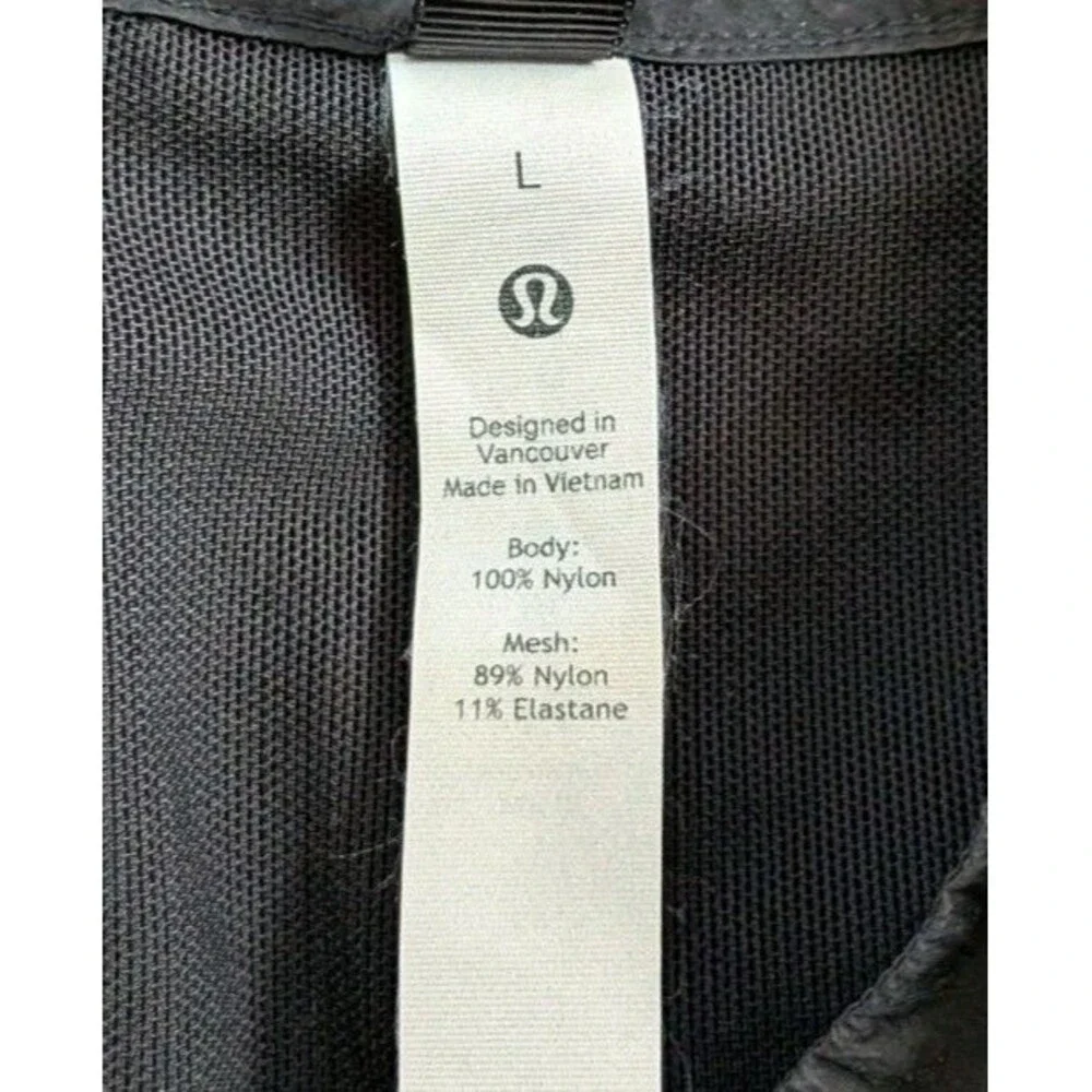 Lululemon Women's Step Out Anorak Half Zip Nylon Windbreaker Jacket Sz L Black
